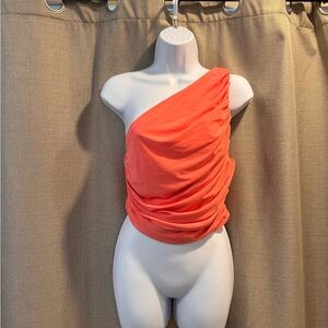 One-Shoulder Express Coral Top